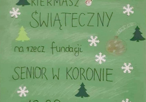 Plakat wykonany przez uczniów informujący o Świetlicowym Kiermaszu Świątecznym.
